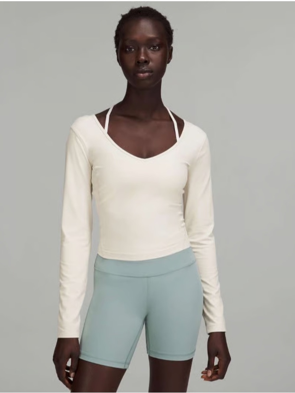 Lululemon Align Long Sleeve V-Neck Top in White Opal